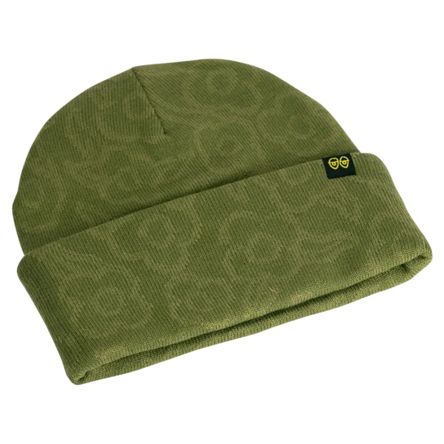 Beanie Krooked Flowers Eyes Olive